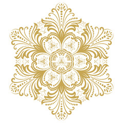 Oriental ornament with arabesques and floral elements. Traditional classic light, yellow, white, gold, goldenornament. Vintage round golden pattern with arabesques