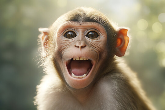 photo of a cute monkey laughing