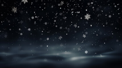 Obraz premium Snowflakes falling on black background