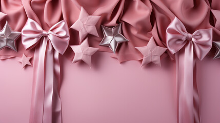 Stars on pink pastel trendy background. Festive backdrop for your projects.