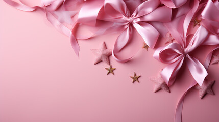 Stars on pink pastel trendy background. Festive backdrop for your projects.