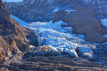 Mountains with glacier and snow at the summit of  the Jungfraujoch, which has been dubbed the Top...