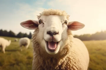 Selbstklebende Fototapeten a sheep is laughing © Yoshimura