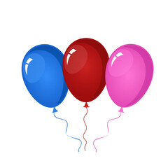 Three colorful balloons vector isolated on white background for party, wedding anniversary, celebration and festival.