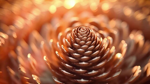 Macro image of a pinecone, showing the Fibonacci spiral and fractal patterns that are also found in shells and other natural forms, a true work of art from nature.