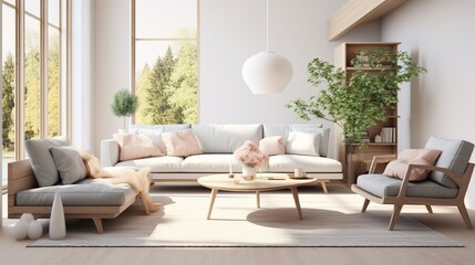 Elegant Contemporary Home Interior with Minimalist Decorated generated by AI tool 