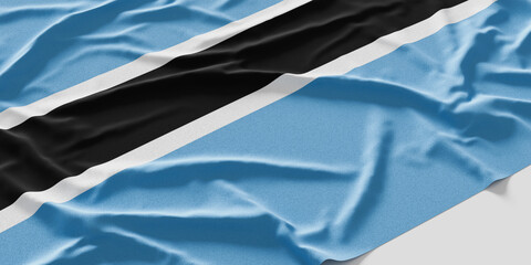 Flag of Botswana. Fabric textured Botswana flag isolated on white background. 3D illustration
