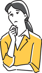 考える女性社員