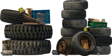 old car tires, stacked on a junkyard, isolated  © Mathias Weil