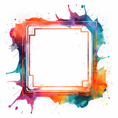 Fototapeta na wymiar Colorful square frame on white background, post, header, cover, abstract