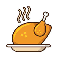 Roast chicken icon vector sign and symbol on trendy design for design and print.