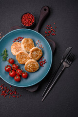 Fried meatballs of minced meat beef, pork or chicken with salt, spices and herbs