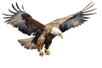 Fototapeta premium Bald eagle on transparent white background