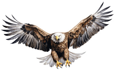 Fototapeta premium Bald eagle on transparent white background