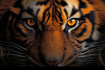 Big eyes. Red tiger eyes close up