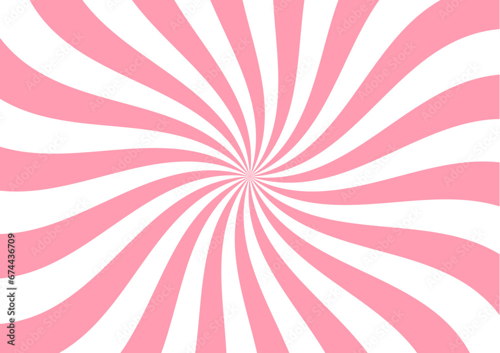 Poster strawberry milk twist, ice cream swirl pattern, candy background. vector spiral pattern of pink and 