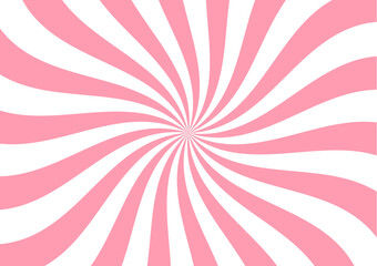 Strawberry milk twist, ice cream swirl pattern, candy background. Vector spiral pattern of pink and white colors swirl. Abstract vortex of sweet lollipop or fruit yogurt with radial wavy stripes