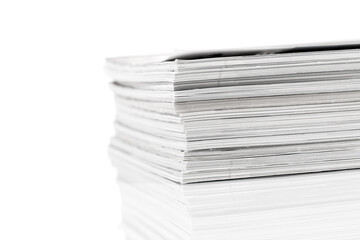 Magazines up close shot on white background