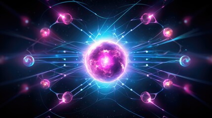 glowing energy ball with orbital energies - obrazy, fototapety, plakaty