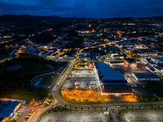Aerial night view of the Letterkenny, County Donegal, Ireland