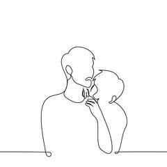 a man bites another on the shoulder, it hurts him - one line art vector. concept cute aggression, biting