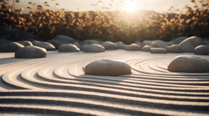Printed roller blinds Stones in the sand meditation rock garden zen buddhism