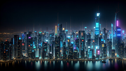Fototapeta na wymiar cyberpunk city,nightcity, building