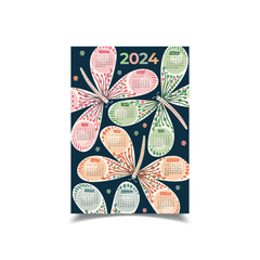 Vector Illustration of 2024 Calendar Design Template