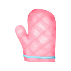 Pink oven gloves watercolor illustration