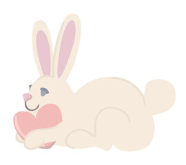 Hare with heart. Vector isolated illustration.