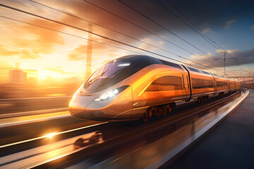 High-speed Sky Train with sunny in future intercity. 