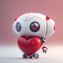 cute robot isolated heart shape love romantic Generative AI