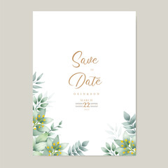 Wedding invitation card with beautiful leaf decoration 