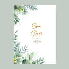 Wedding invitation card with beautiful leaf decoration 