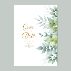 Wedding invitation card with beautiful leaf decoration 