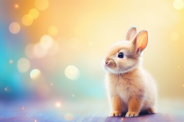 Obraz premium Rabbit in a field of flowers: A peaceful and tranquil scene