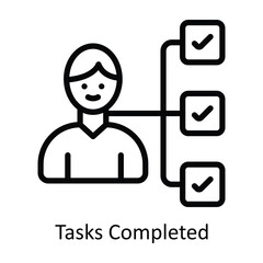 Tasks Completed vector  outline Design illustration. Symbol on White background EPS 10 File
