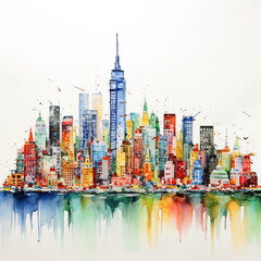 Watercolor New York Skyline