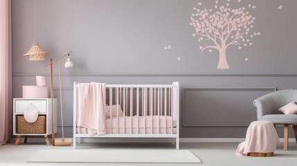 modern baby room with comfortable furniture generated by AI tool  