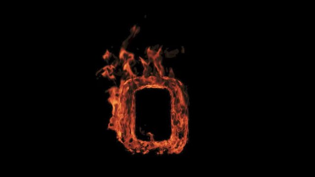 Fire letter. Burning alphabet. Real flames, sparks and smoke in slow motion isolated on black background.