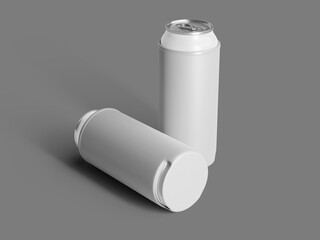 Isometric White Blank Koozie Can Holder 3D Rendered Mockup in Grey Background
