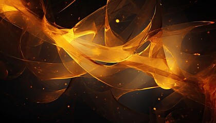 abstract background with liquid and plastic ribbons, orange and yellow colors