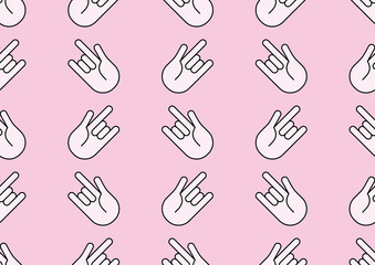 Seamless Pattern HSeamless pattern in the shape of fingers showing love. Arranged alternately on a pink background.and Love