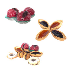 Sweet assorted mignon pastries in various shapes-