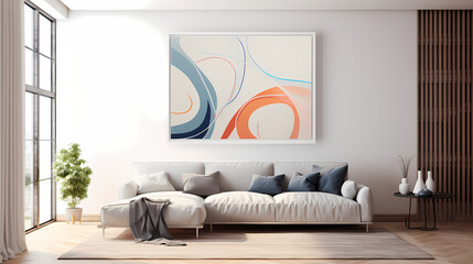 Modern style living room background design renderings, 3D rendering