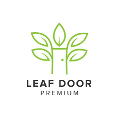 leaf doors logo vector icon illustration