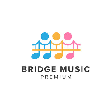 bridge music kids logo vector icon illustration
