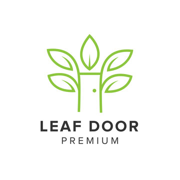 leaf doors logo vector icon illustration
