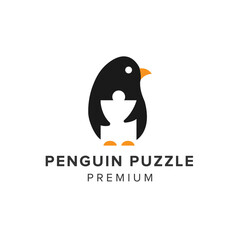 penguin puzzle logo vector icon illustration