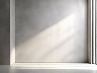 Immagine di sfondo di uno spazio vuoto in toni di grigio chiaro con un gioco di luci e ombre sulla parete e sul pavimento per lavori di progettazione o creativi